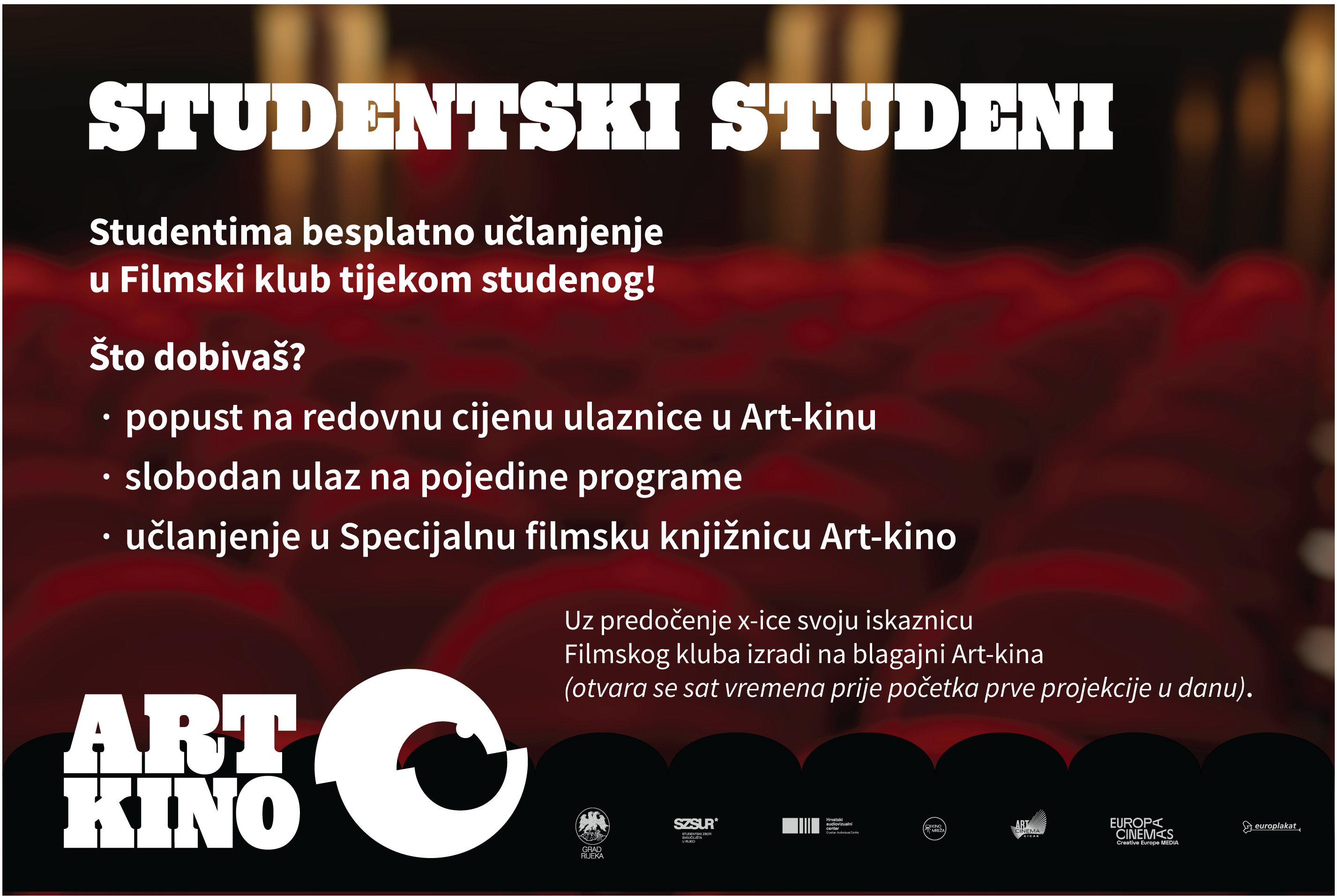 Studentima besplatno učlanjenje u Filmski klub Art-kina - Studentski studeni